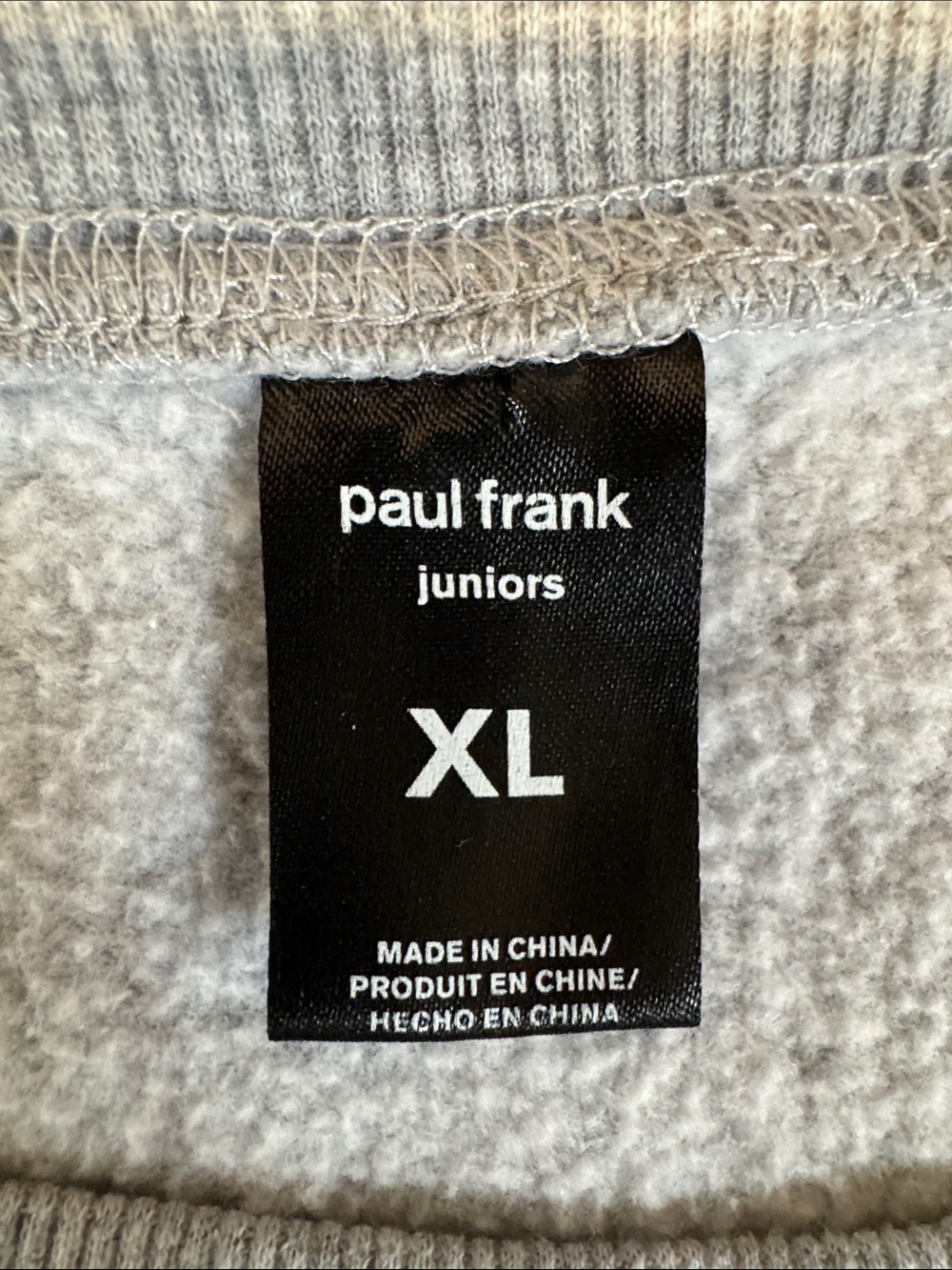 Paul Frank Juniors Gray Sweatshirt with Chenille Patch and Red Mouth Size XL - Picture 2 of 9